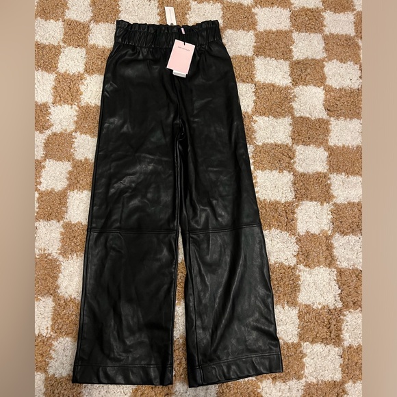 Avec Les Filles Anthropologie Vegan Leather Wide Leg Trousers XS/S - Picture 4 of 10